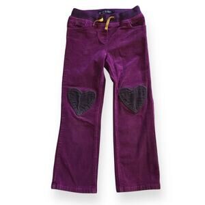 Mini Boden purple corduroy pants with heart patches
